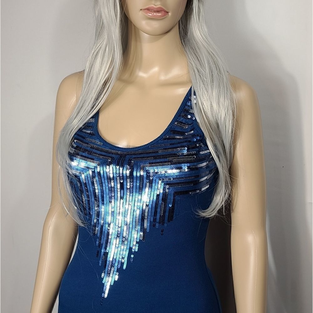 Express  Blue Sequence Tank Top - Picture 10 of 12